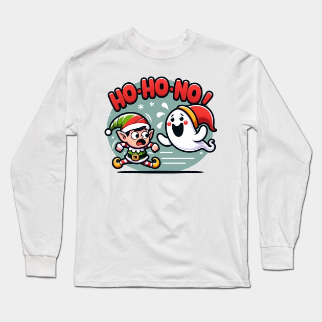 Ho ho ho christmas spirit ghost Long Sleeve T-Shirt by MZeeDesigns